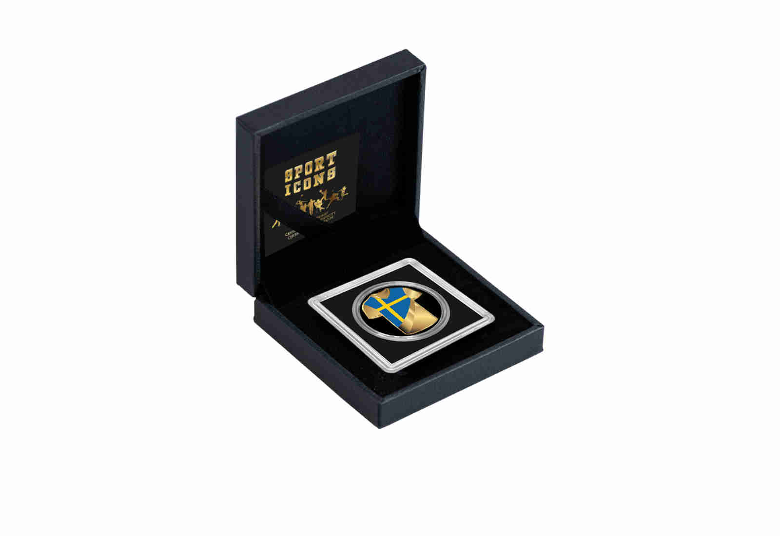 Goldmünze Motiv "Trikot Schweden" 999/1000 Gold im Geschenketui