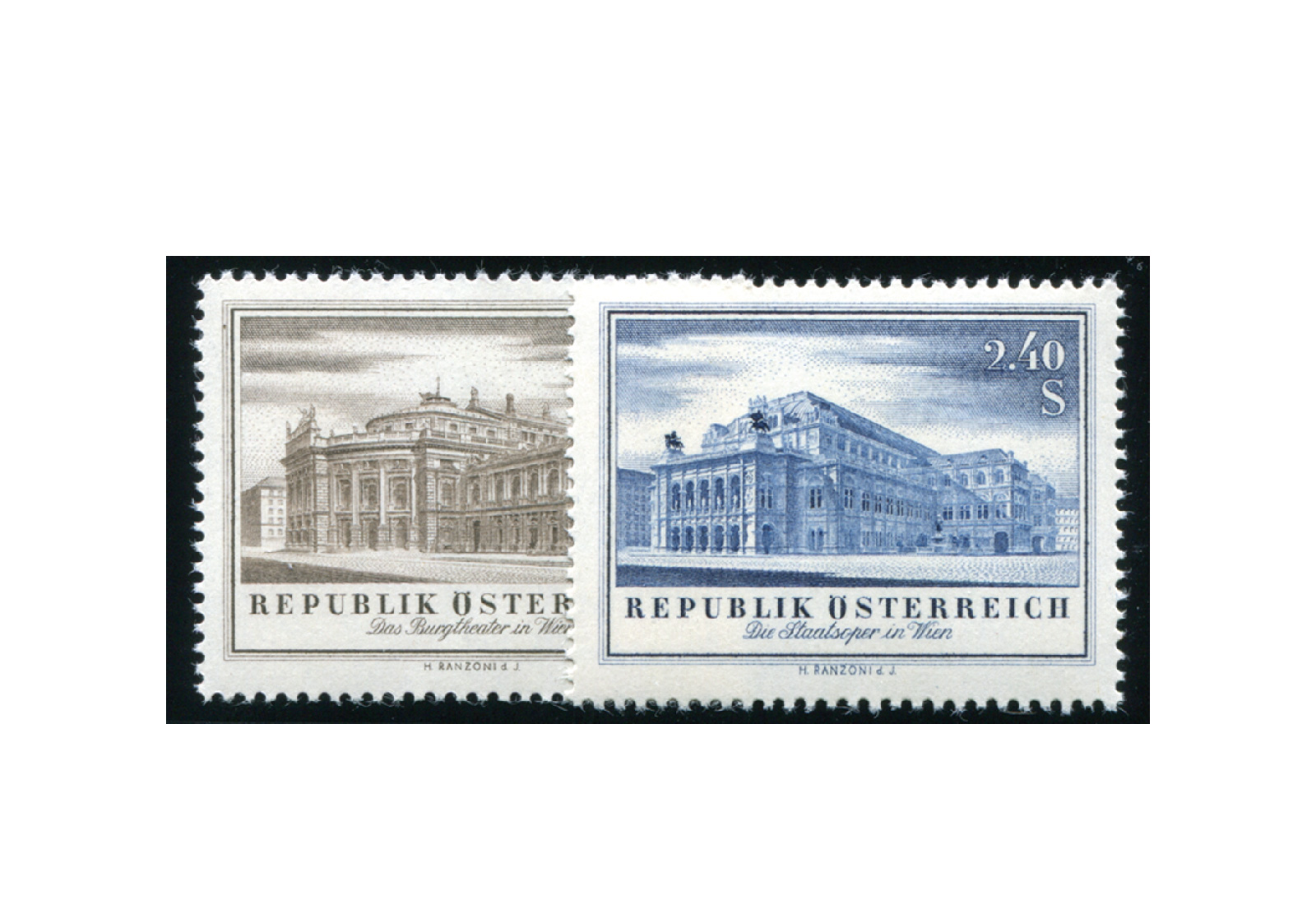 Österreich 1955 Wiedereröffnung des Burgtheaters und der Staatsoper Michel Nr. 1020/1 gestempelt