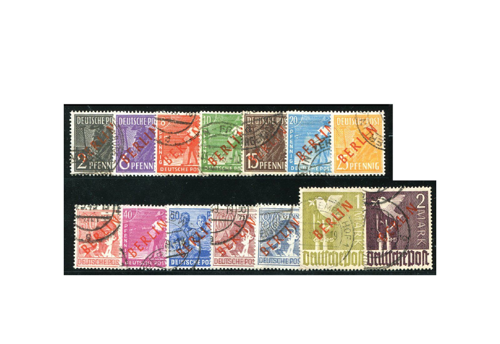 Berlin Frühausgaben Mi.Nr. 21/34 gestempelt