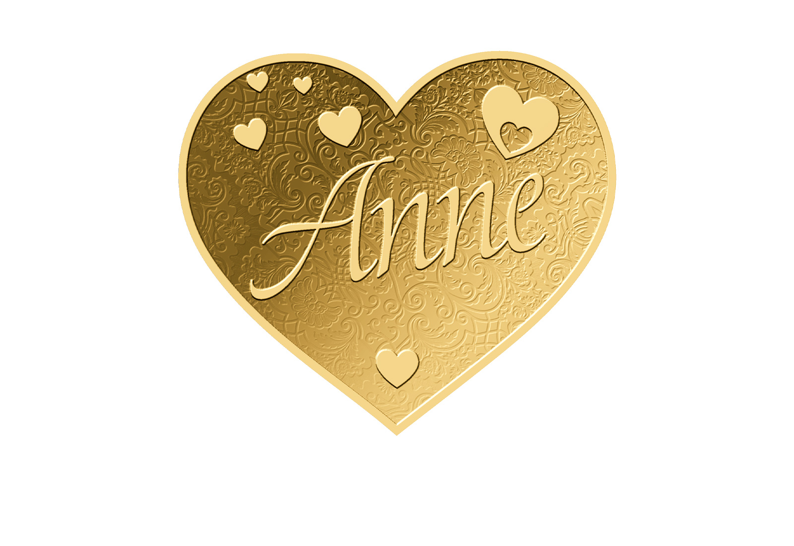Goldmünze Motiv "Herz Anne" 999/1000 Gold im Geschenketui