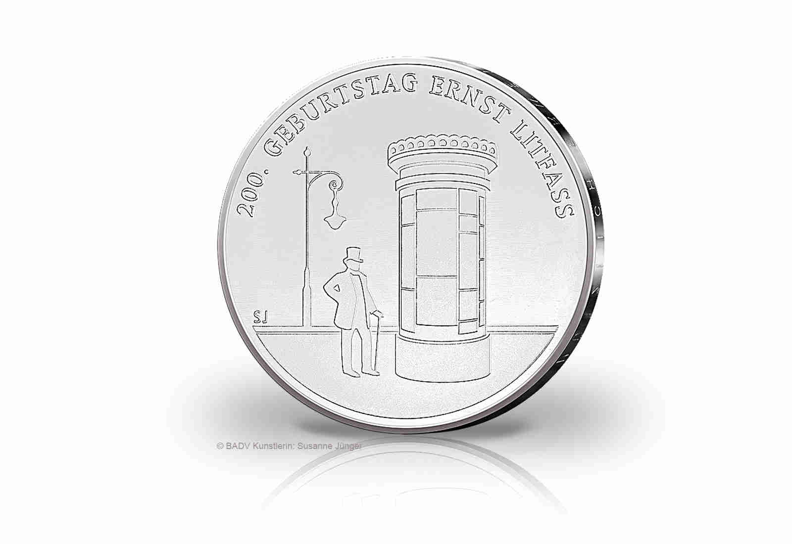 20 Euro Silbermünze 2016 Deutschland 200. Geburtstag Ernst Litfaß PP