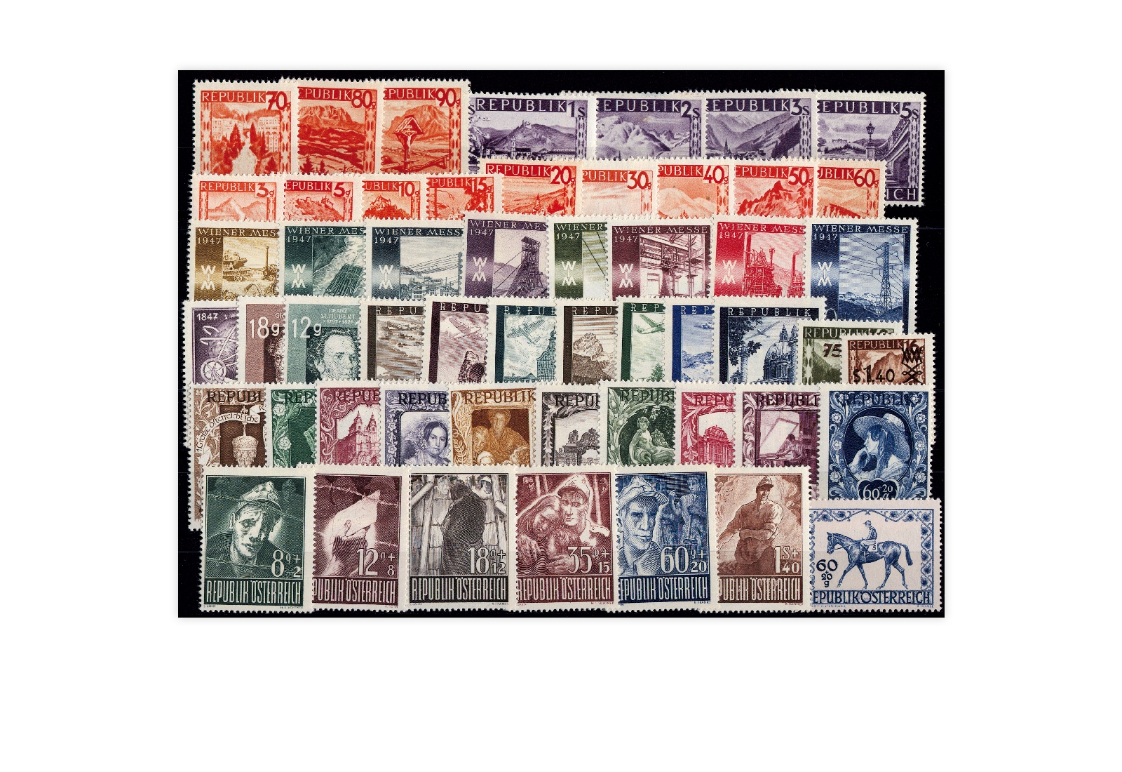 Österreich Mi.Nr. 801/853 Jahrgang 1947 postfrisch