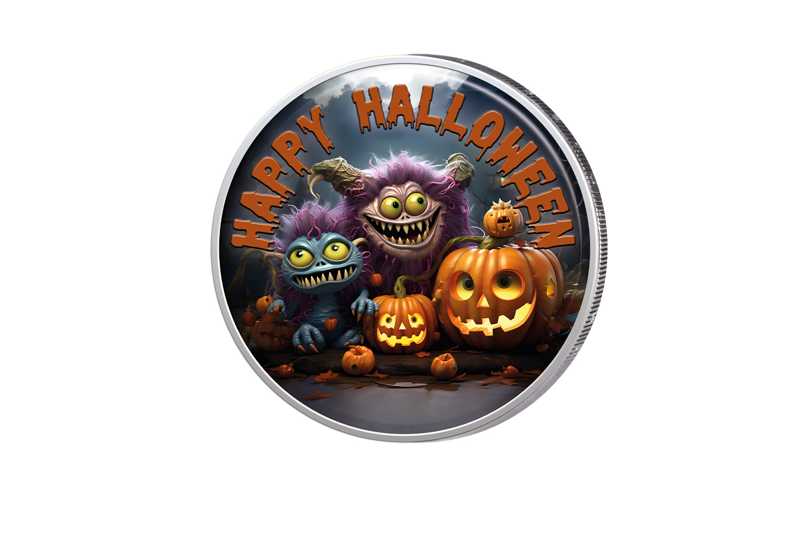 2 Euro vergoldet Halloween mit Farbmotiv