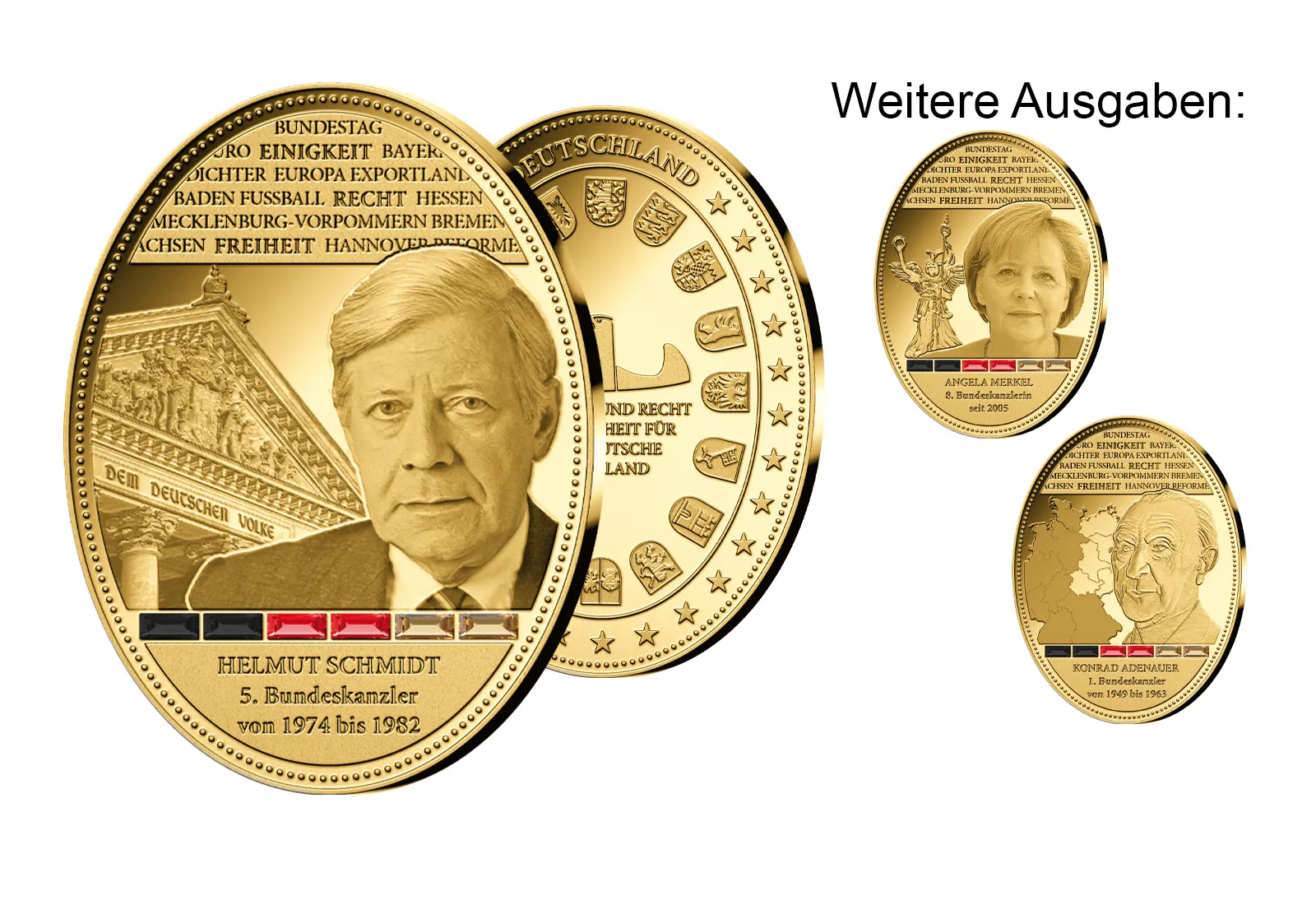 Gigantenprägung Helmut Schmidt veredelt mit 24 Karat Goldauflage mit Sammler-Service
