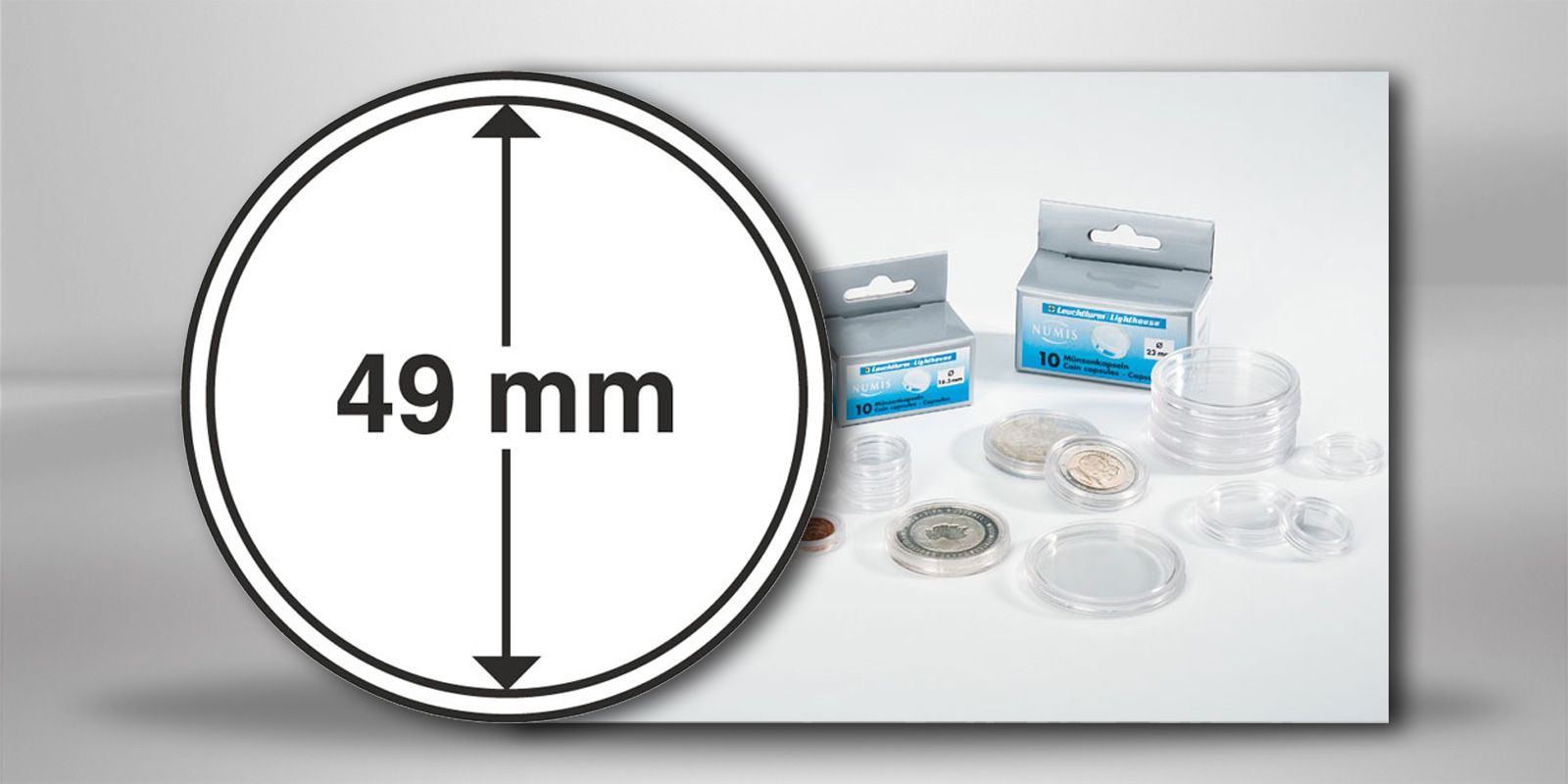 [49 mm] Leuchtturm Münzkapseln im 10er Pack