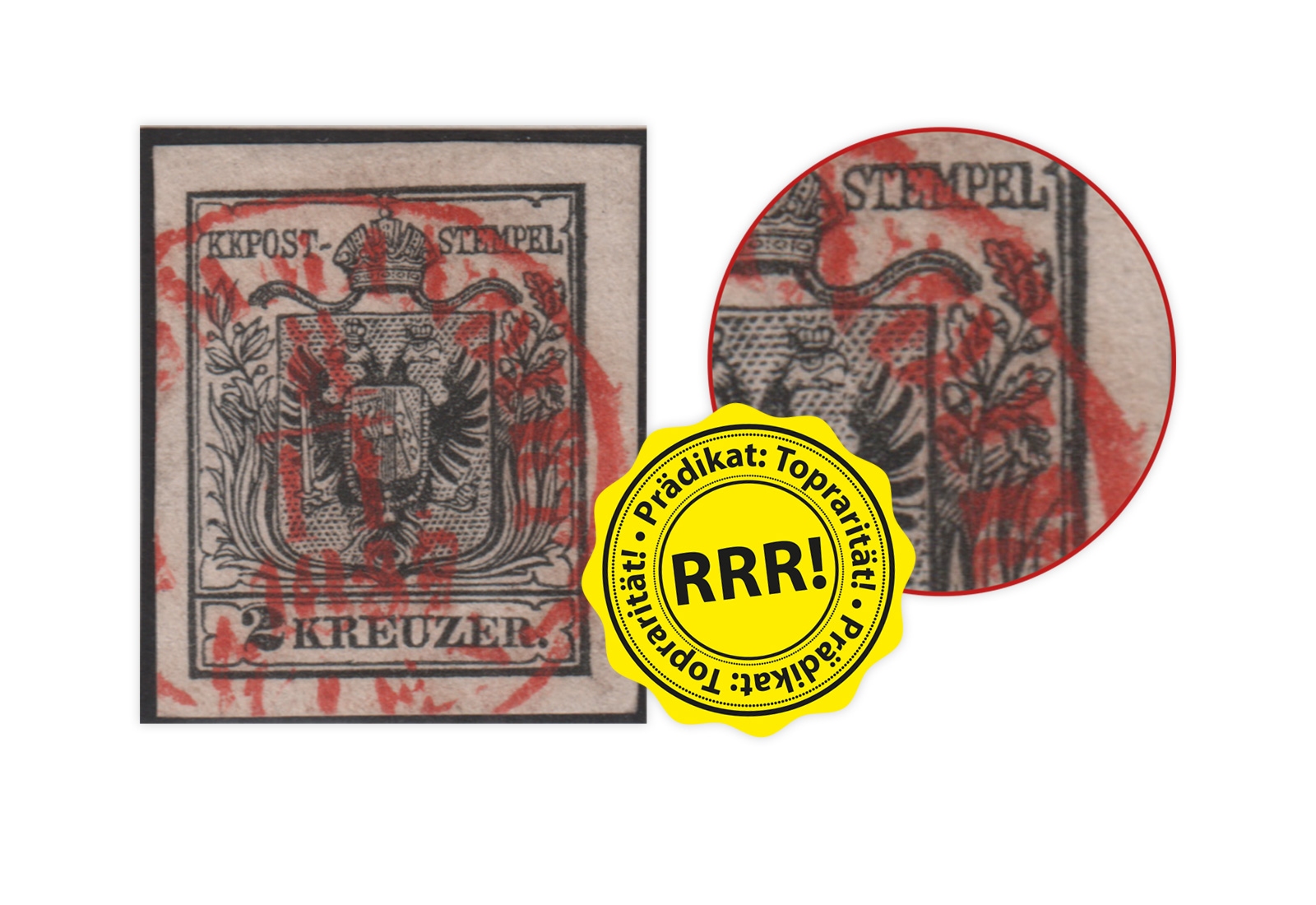 Briefmarke Österreich Freimarke 1854 Michel-Nr. 2 Ya gestempelt geprüft Dr.Ferchenbauer