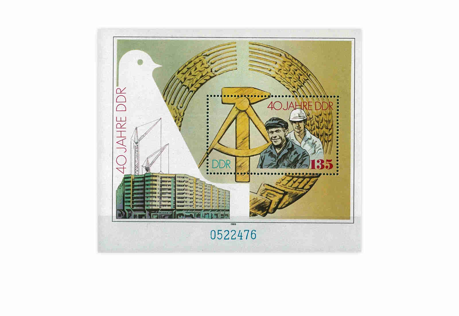 DDR Block 100 40 Jahre DDR 1989 gestempelt
