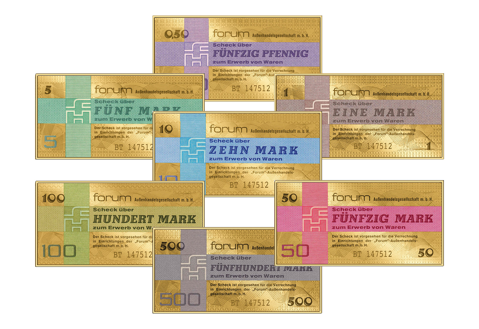 Goldmünzbarren Edition "DDR Banknoten" in 999/1000 Gold - DDR Forum-Scheck