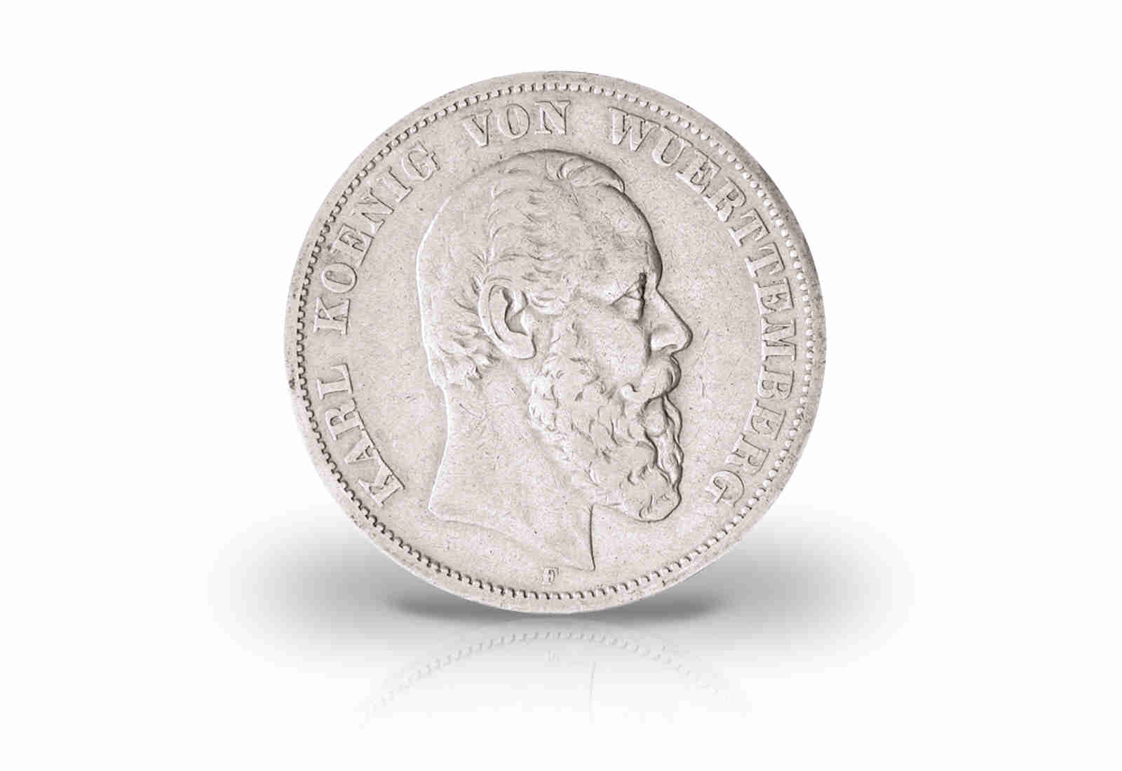 5 Mark 1874-1888 Deutsches Kaiserreich Württemberg König Karl Jaeger-Nr. 173