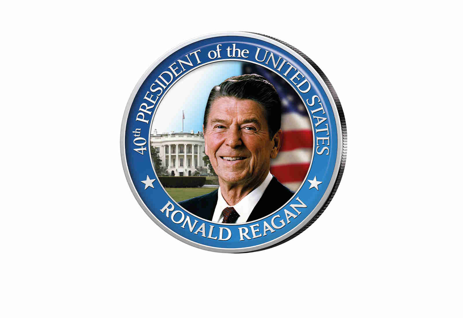 ½ Kennedy-Dollar USA mit Farbapplikation Ronald Reagan