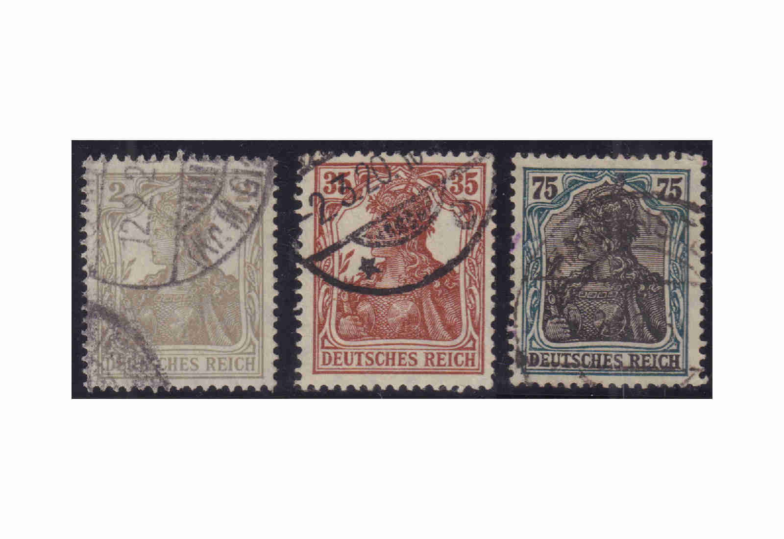 Briefmarken Deutsches Reich 1918/19 Michel-Nr. 102/104 gestempelt