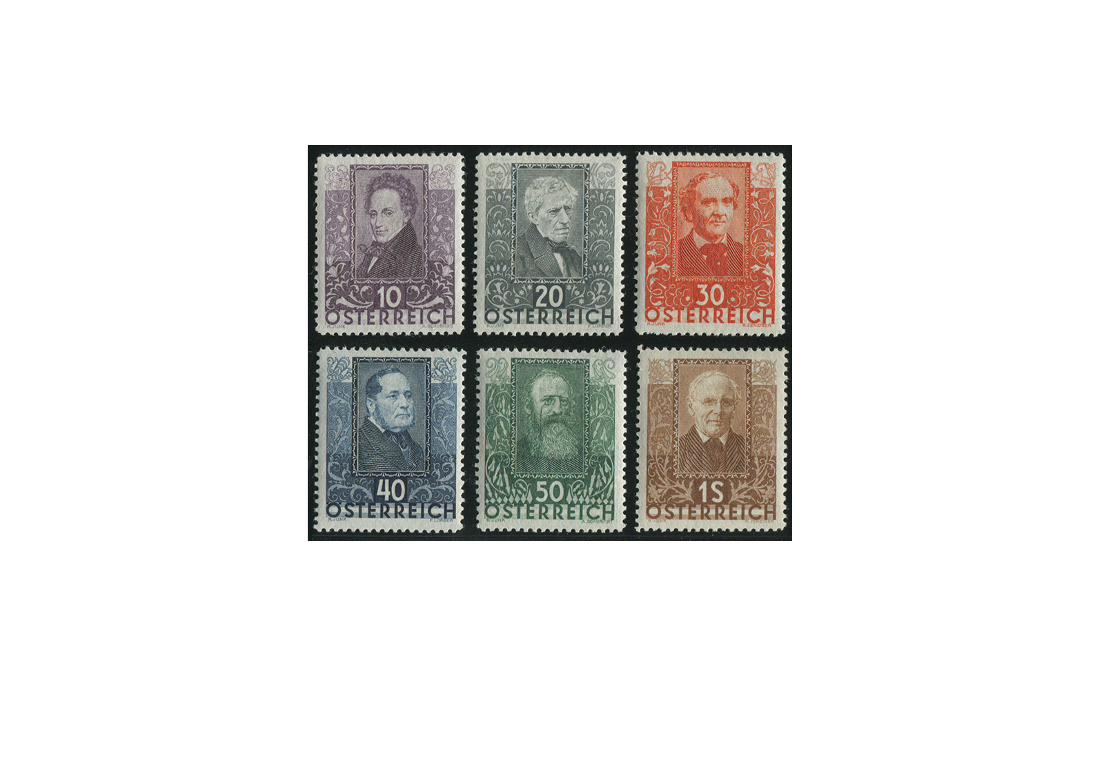 Österreich Briefmarken Mi.Nr. 524/529 postfrisch - Wohlfahrt Dichter 1931