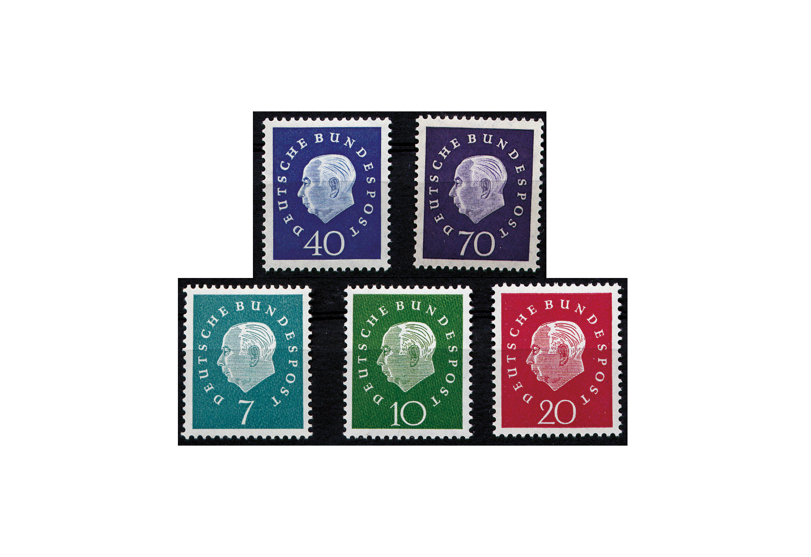 Briefmarken BRD Heuss Medaillon 1959 Michel Nr. 302-306 postfrisch