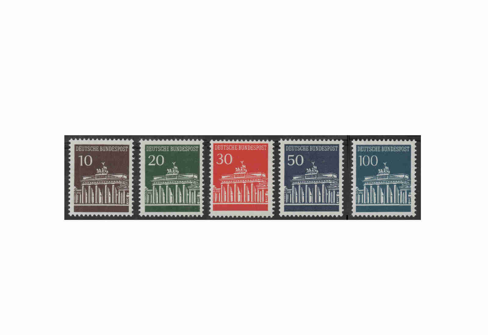 BRD Freimarken Brandenburger Tor 1966 bis 1967 Michel Nr. 506 bis 510 w postfrisch  