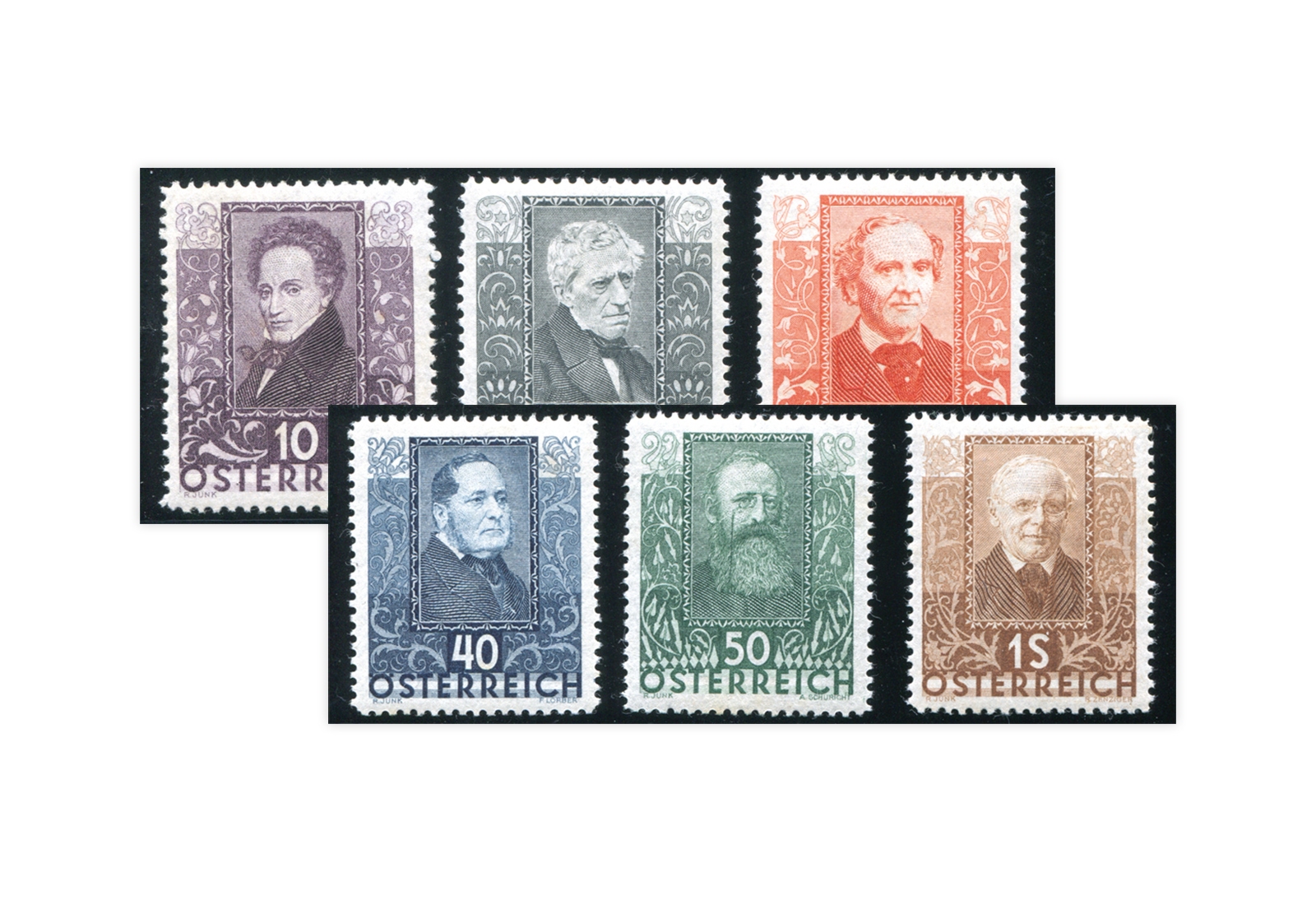 Österreich Freimarken: Österreichischer Dichter Mi.Nr. 524/529 gestempelt