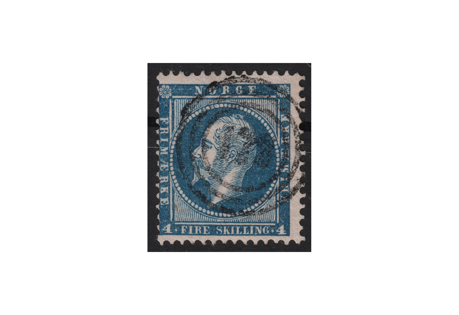 Norwegen Freimarke: König Oskar I. 1856/7 NOR Michel Nr. 4 gestempelt