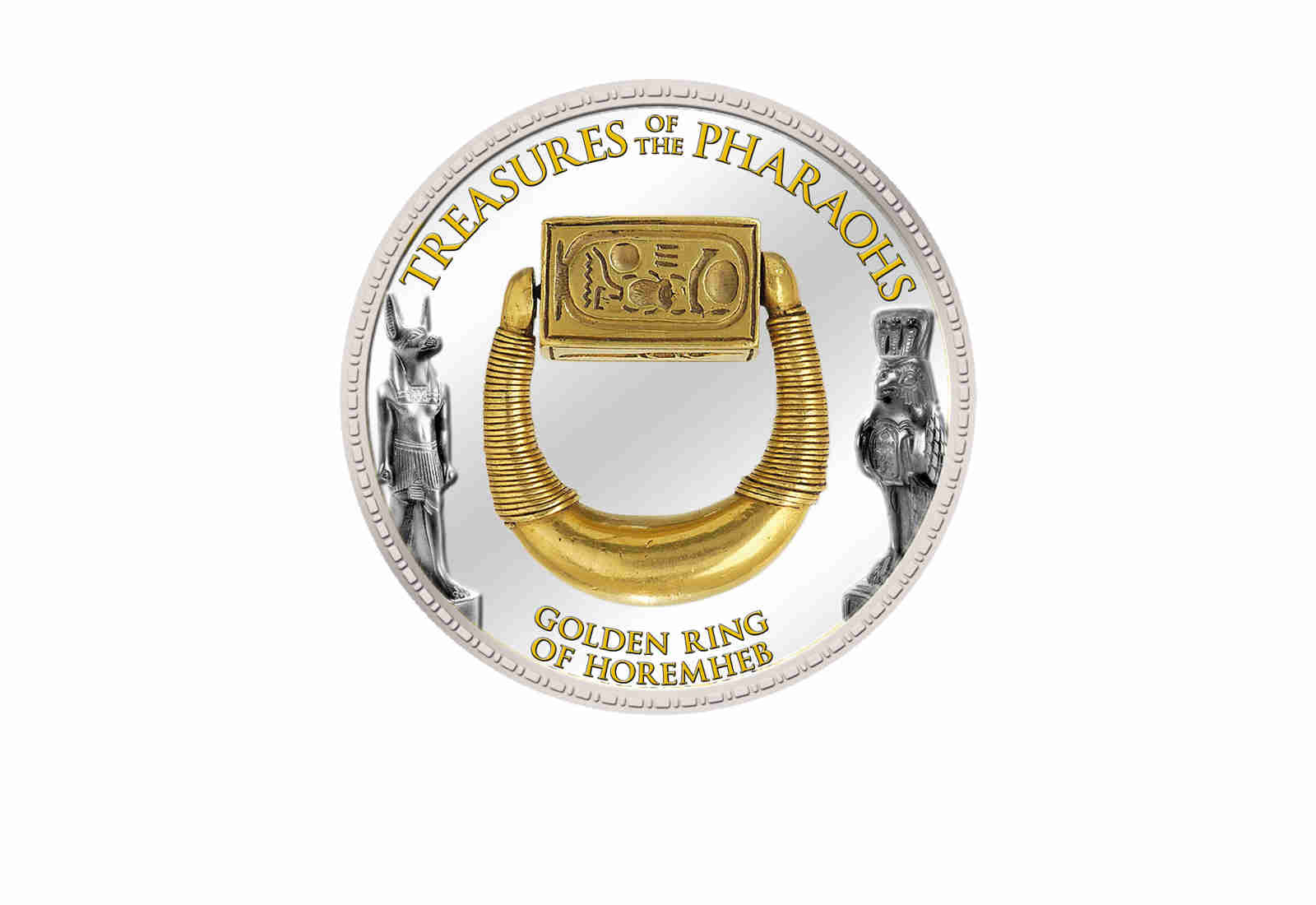 1 Pfund Ägypten Goldener Ring Horemheb, 999,9 Goldauflage mit Farbmotiv