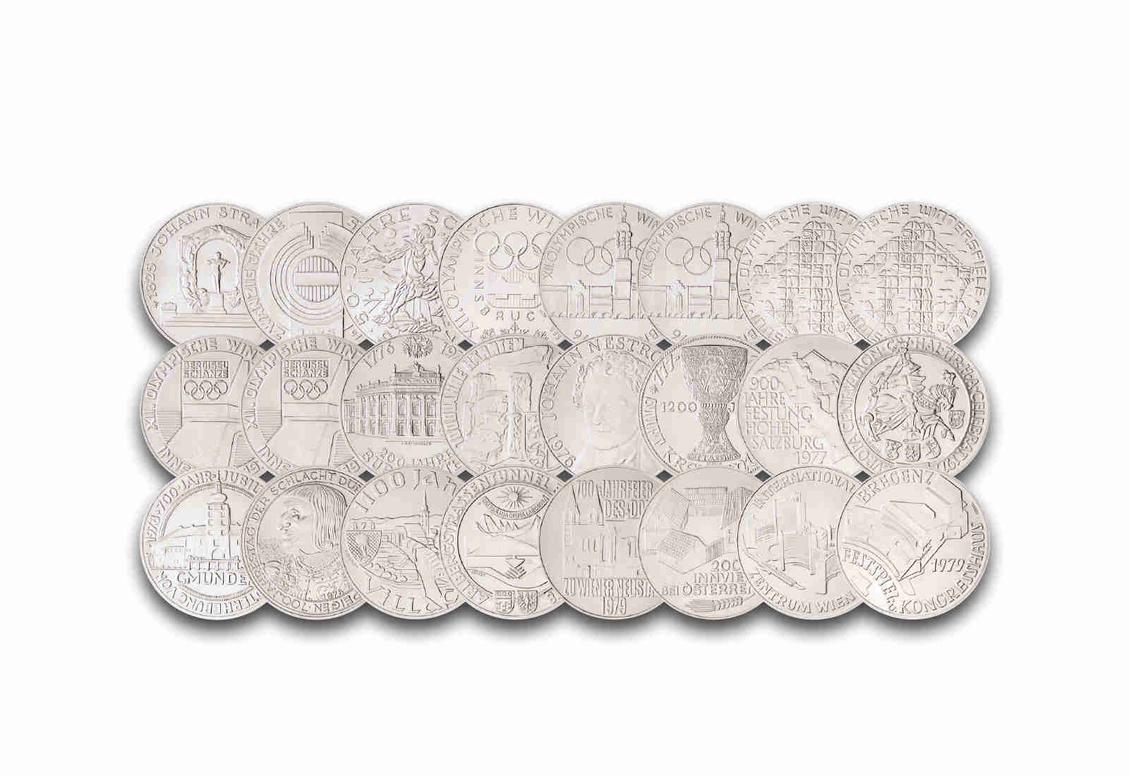 100 Schilling Set 1975-1979 Österreich 24 Münzen