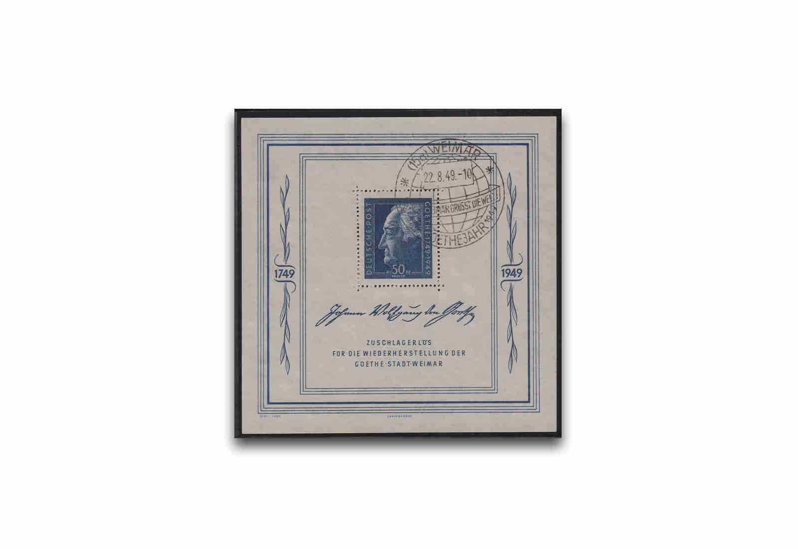 SBZ Block 6 gestempelt mit Sonderstempel Goethejahr 1949