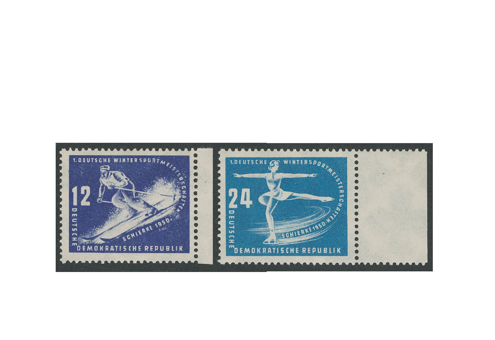 Briefmarken DDR Erste Wintersportmeisterschaften 1950 Michel-Nr. 246/7 postfrisch