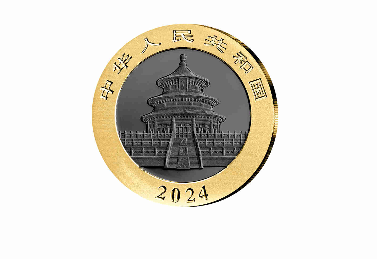 Panda 30 Gramm Silber 2024 China mit Ruthenium und 24 Karat Goldapplikation