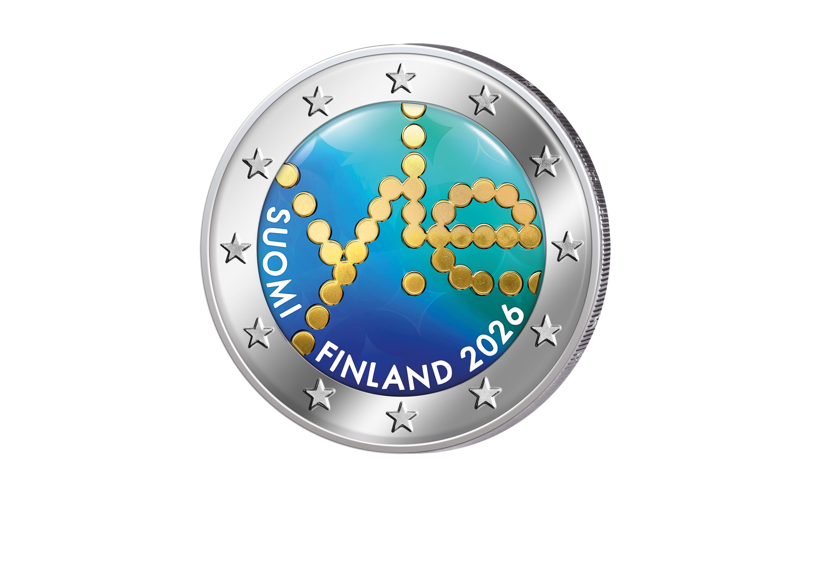 2 Euro 2026 Finnland 100 Jahre finnischer Rundfunk mit Farbapplikation