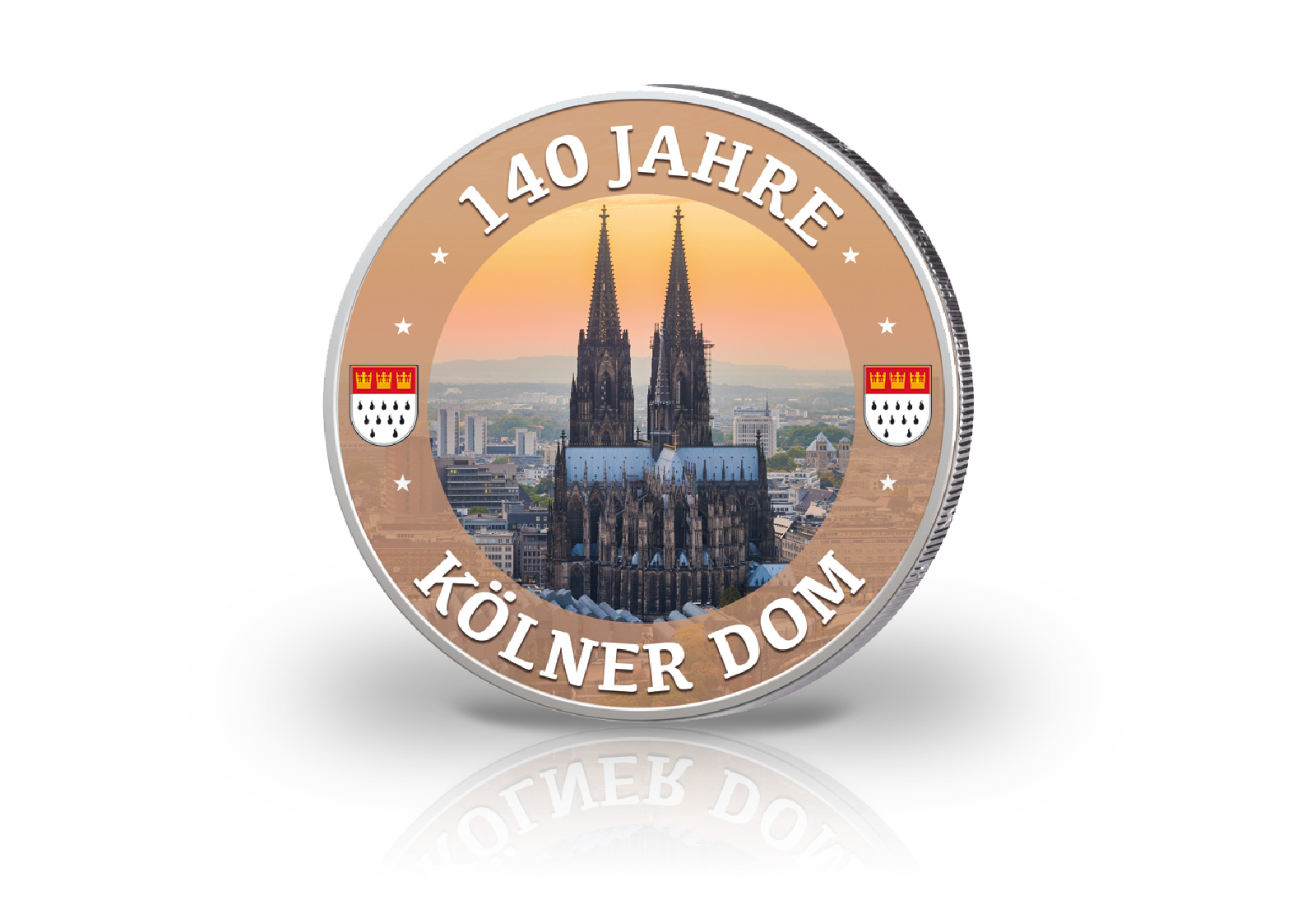 2 Euro mit Farbapplikation 140 Jahre Kölner Dom