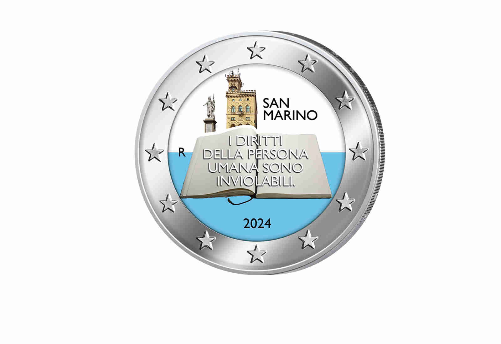 2 Euro San Marino 2024 50 Jahre Bürgerrechte & Prinzipien des Rechtssystems Farbmotiv