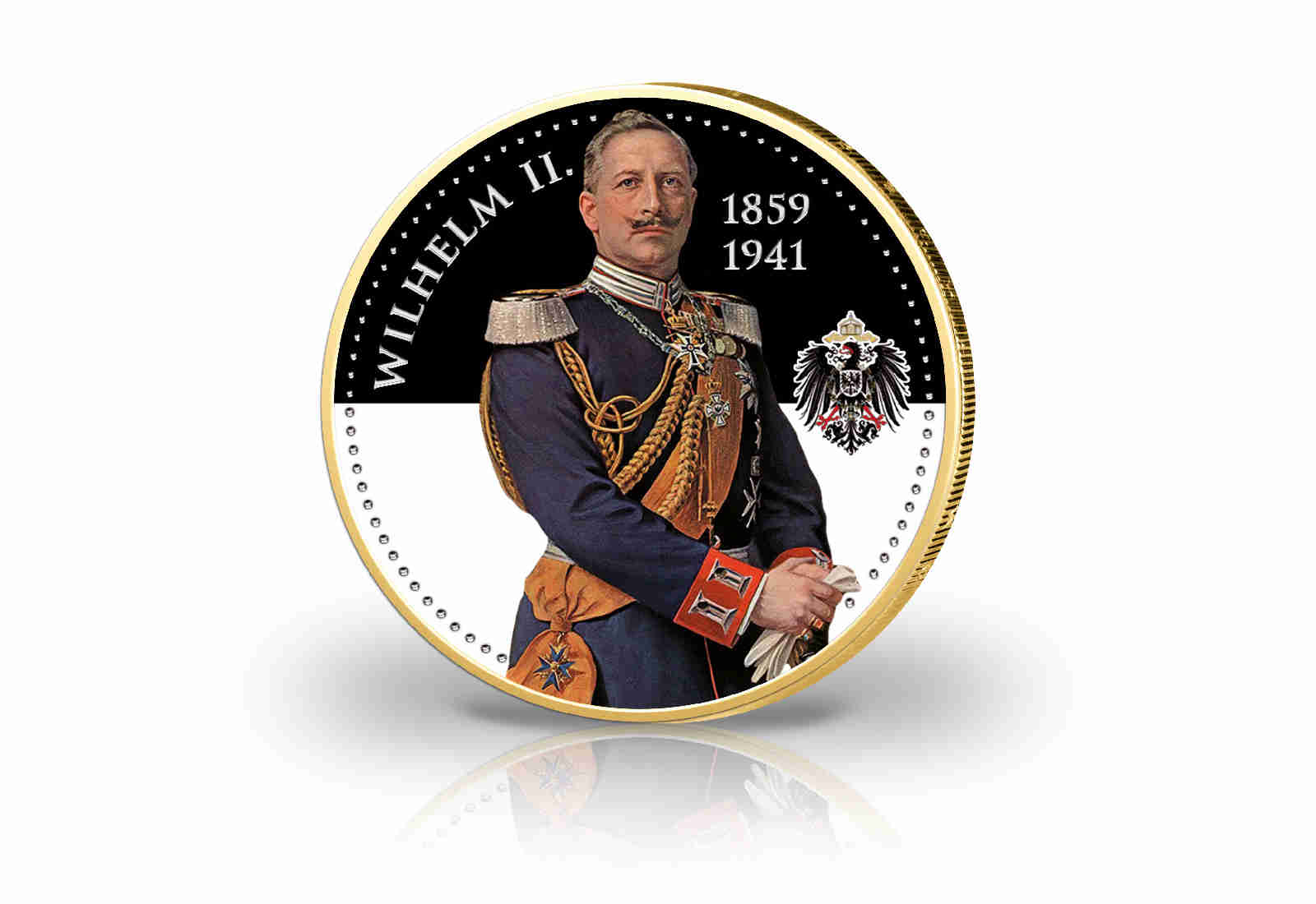 2 Euro Wilhelm II. mit Kaltemaille und 24 Karat Goldauflage