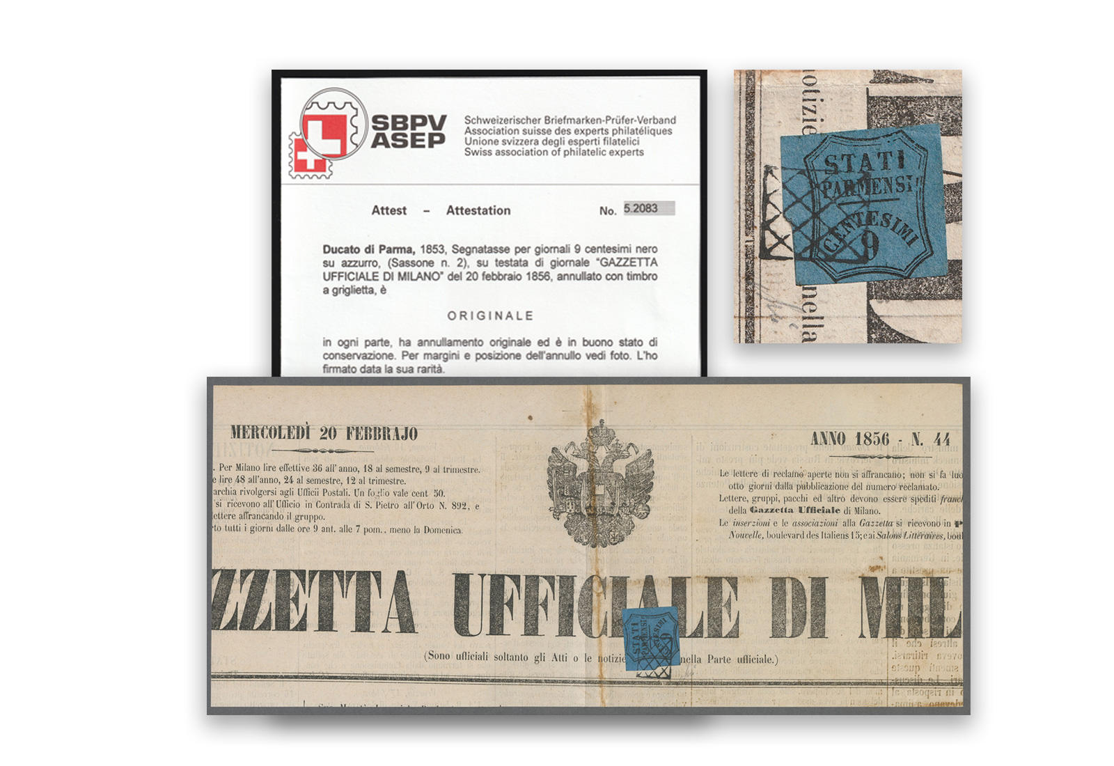 Italien Parma Mi: 1 gest. Zeitungsstempelmarke