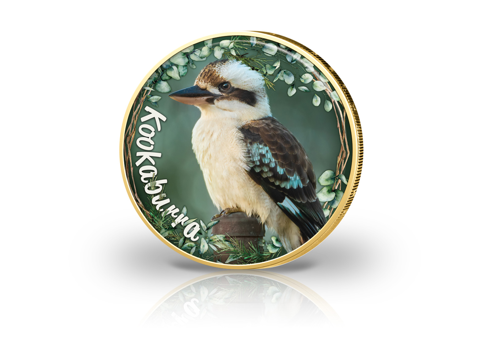2 Euro vergoldet mit Farbmotiv Kookaburra