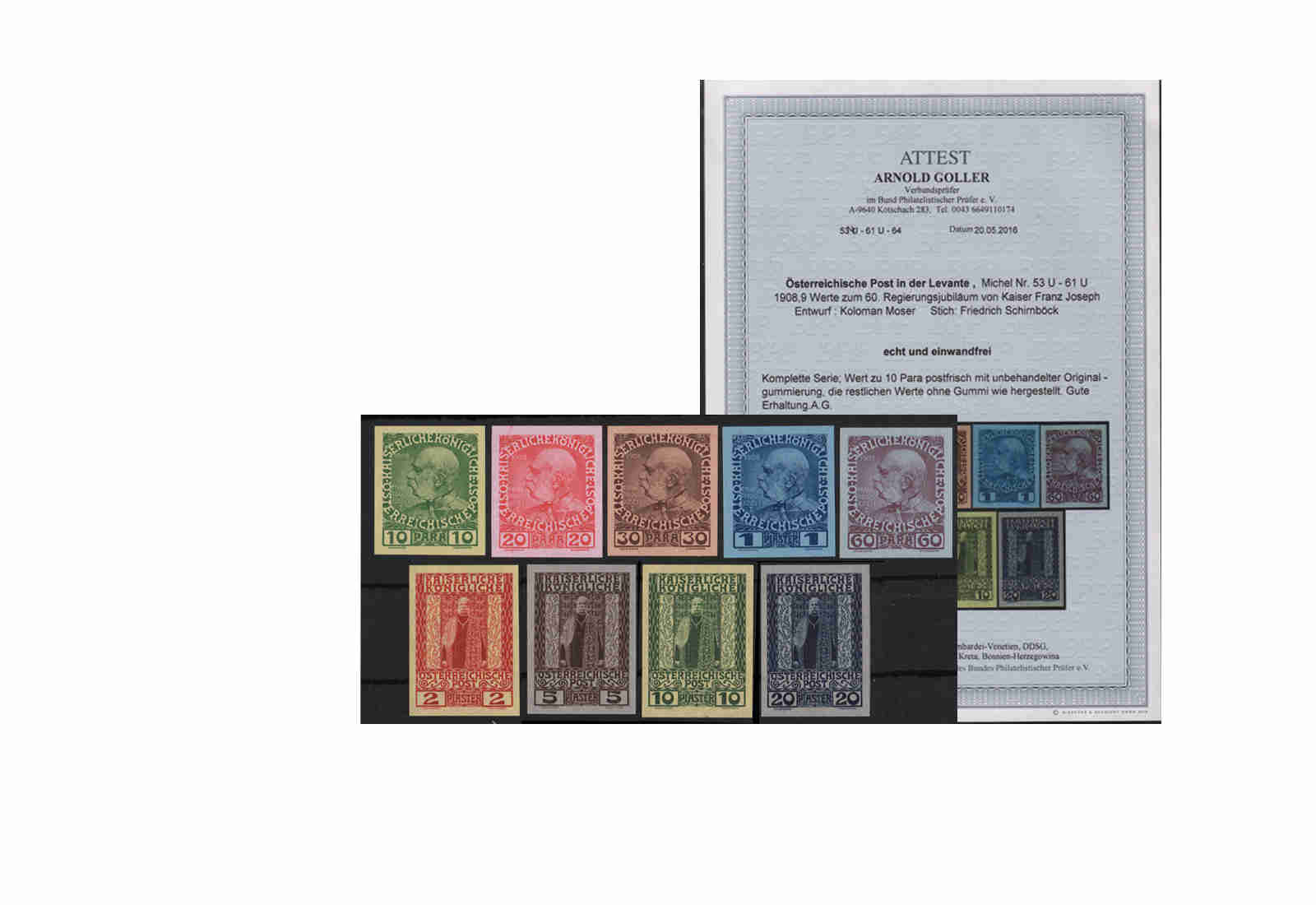 Briefmarken Österreich / Levante MiNr.: 53-61 U (*)