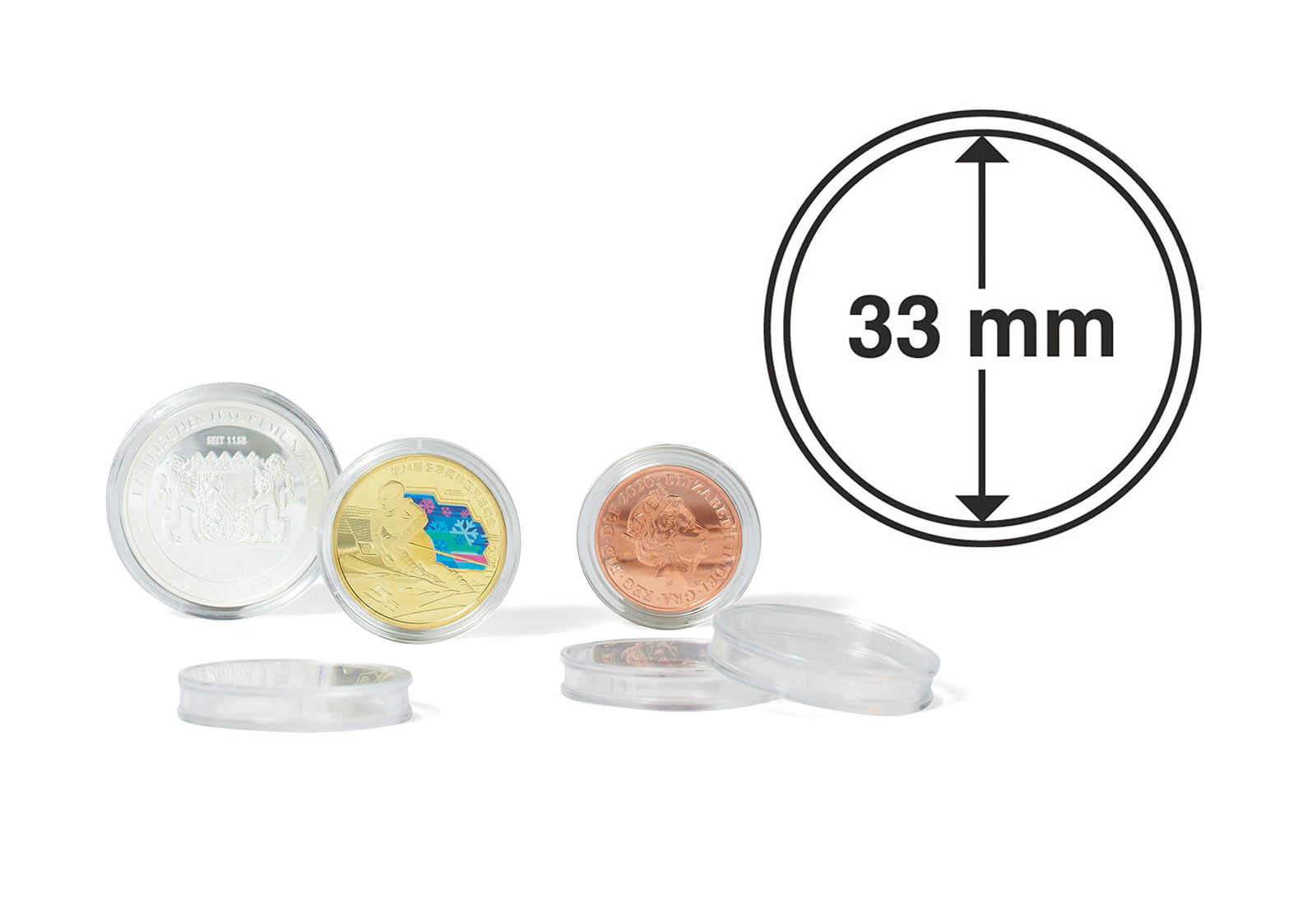 [33 mm] Leuchtturm Münzkapseln im 10er Pack