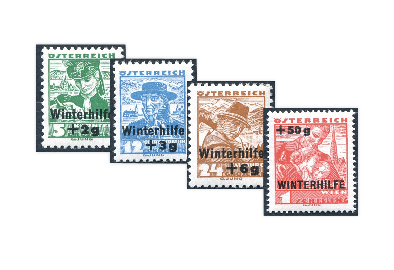 1. Republik Österreich Winterhilfe Mi.Nr. 613/616 gestempelt