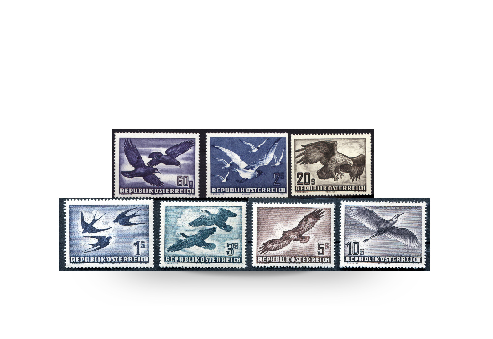 Briefmarken Österreich Vögel Michel-Nr. 984-97, 955-56 und 968 postfrisch