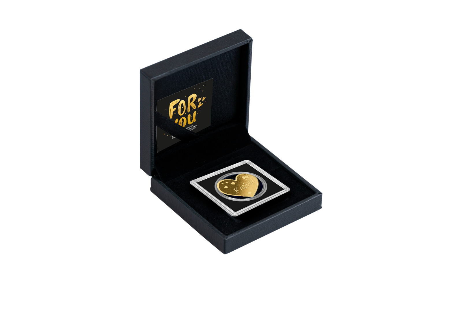 Goldmünze Motiv "Herz Kathrin" 999/1000 Gold im Geschenketui