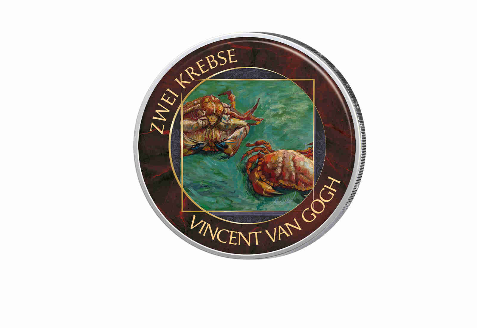 2 Euro mit Farbapplikation Zwei Krebse Van Gogh