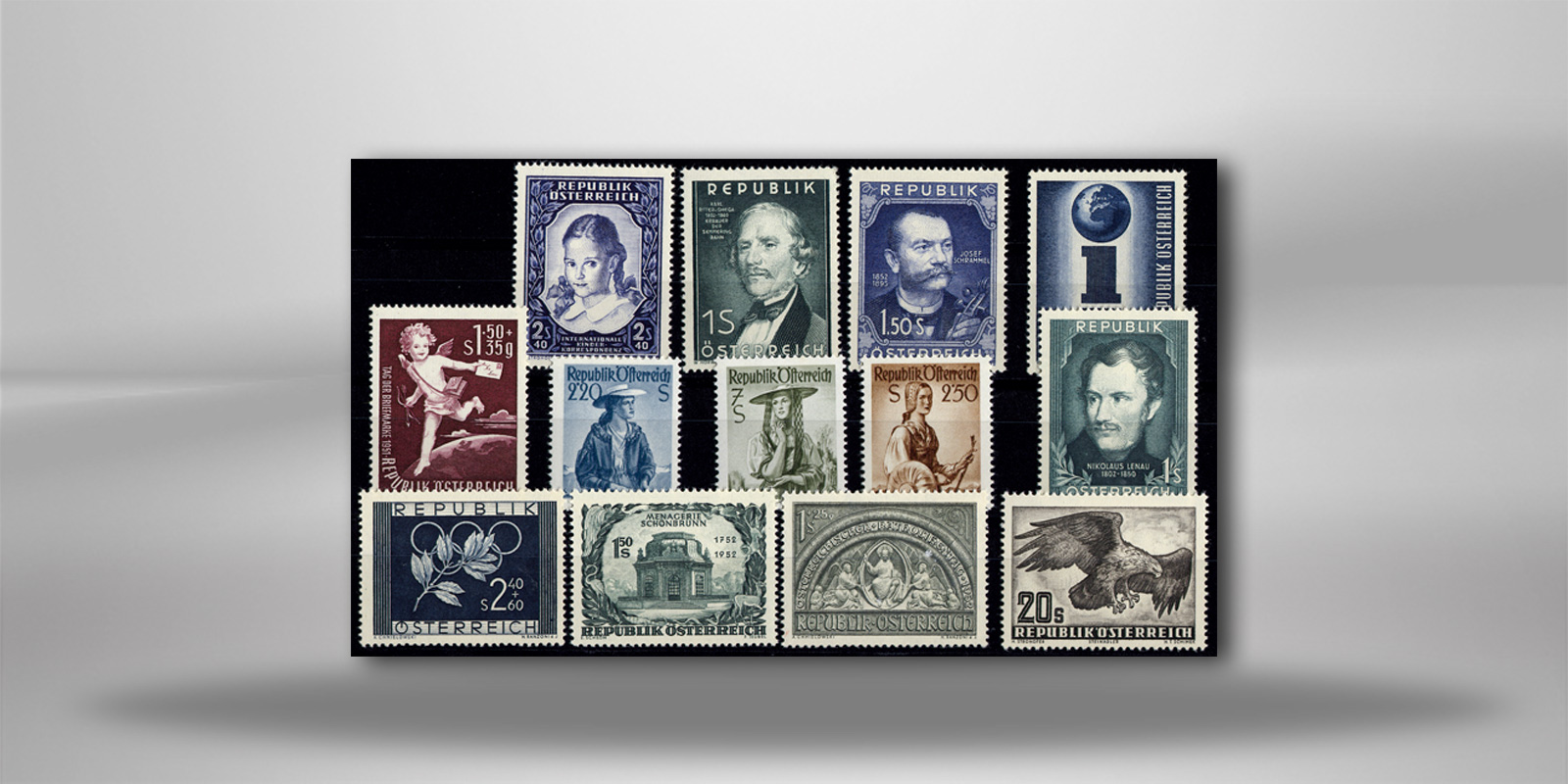 Österreich Jahrgang 1952 gestempelt 13 Briefmarken