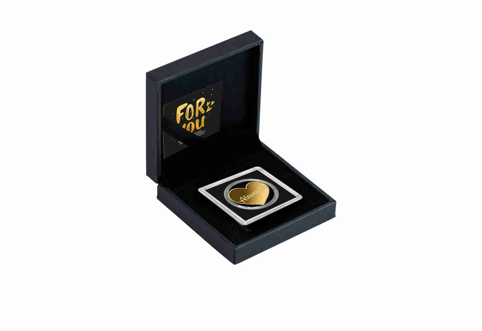 Goldmünze Motiv "Herz Alexander" 999/1000 Gold im Geschenketui