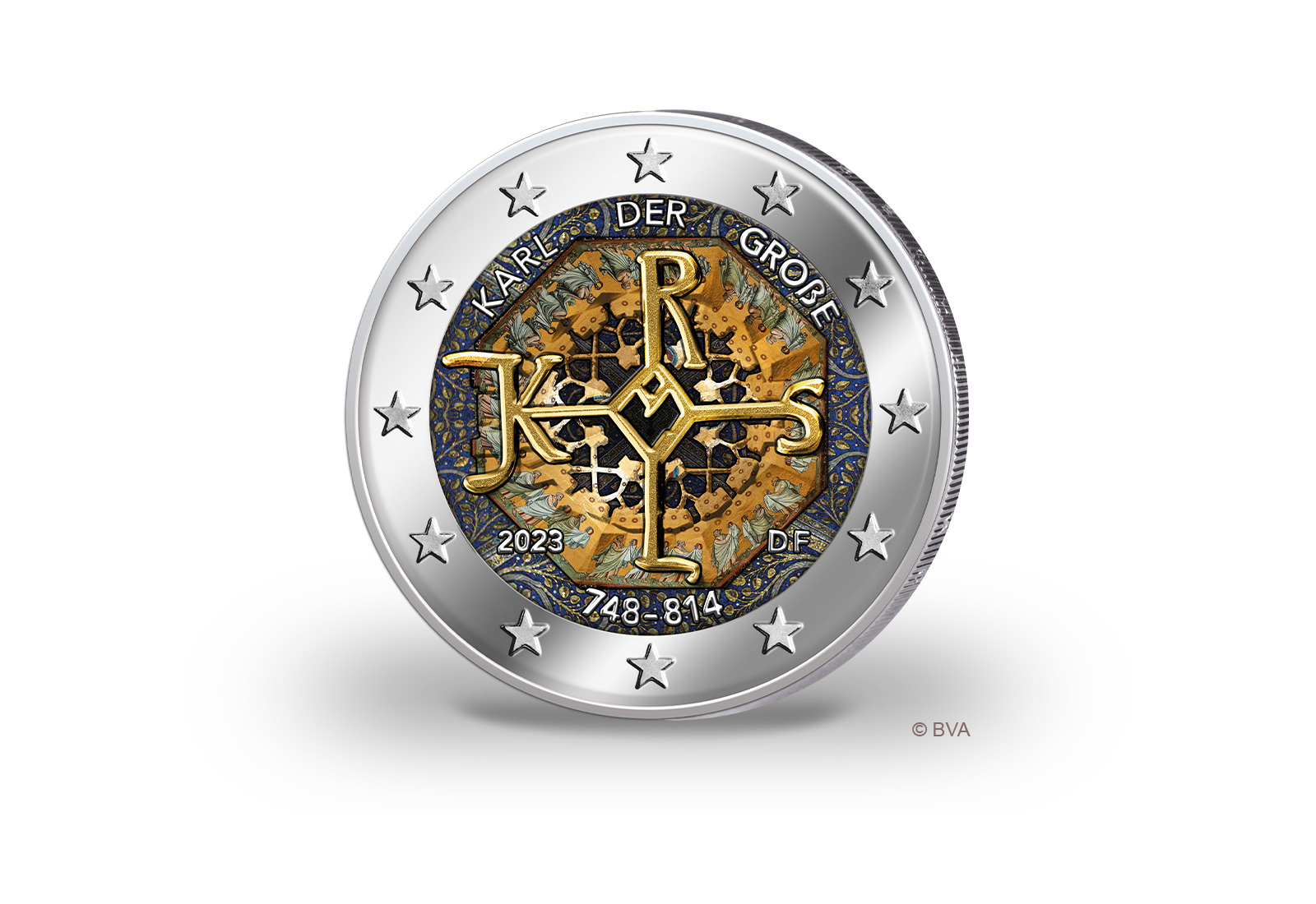 2 Euro 2023 Deutschland 1275. Geburtstag Karl der Große Prägestätte unserer Wahl mit Farbmotiv