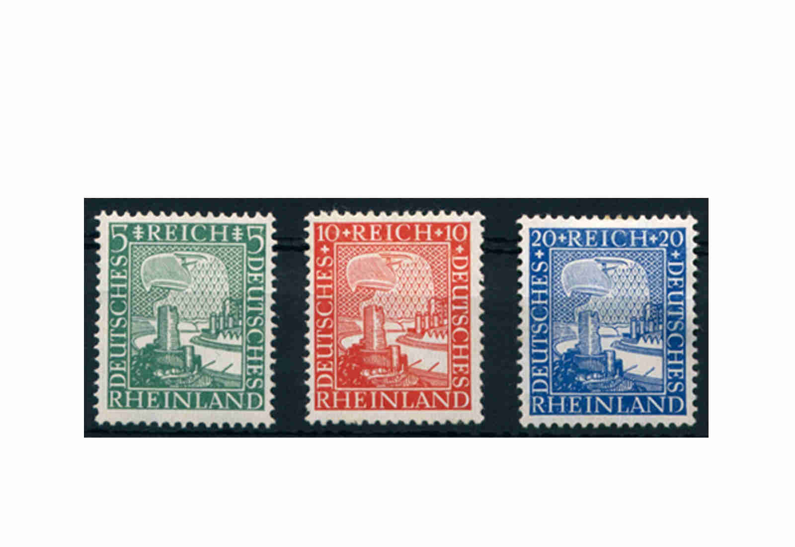 Briefmarken Deutsches Reich Rheinland 1000 Jahre deutsch 1925 Michel-Nr. 372/74 Falz