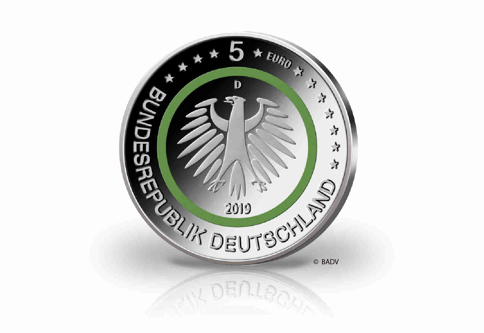 5 Euro 2019 Deutschland Gemässigte Zone mit Farbapplikation
