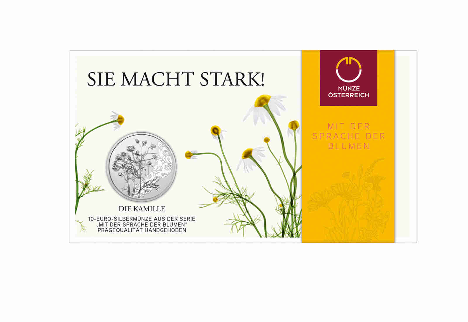 10 Euro Silbermünze 2023 Österreich Die Kamille im Folder hgh.