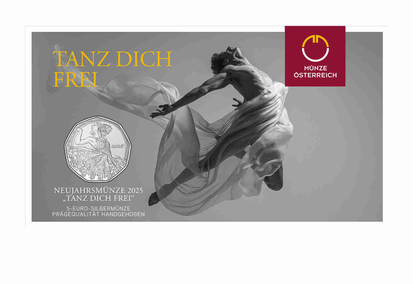5 Euro 1/4 oz Silber 2025 Österreich Tanz Dich Frei Neujahrsmünze hgh