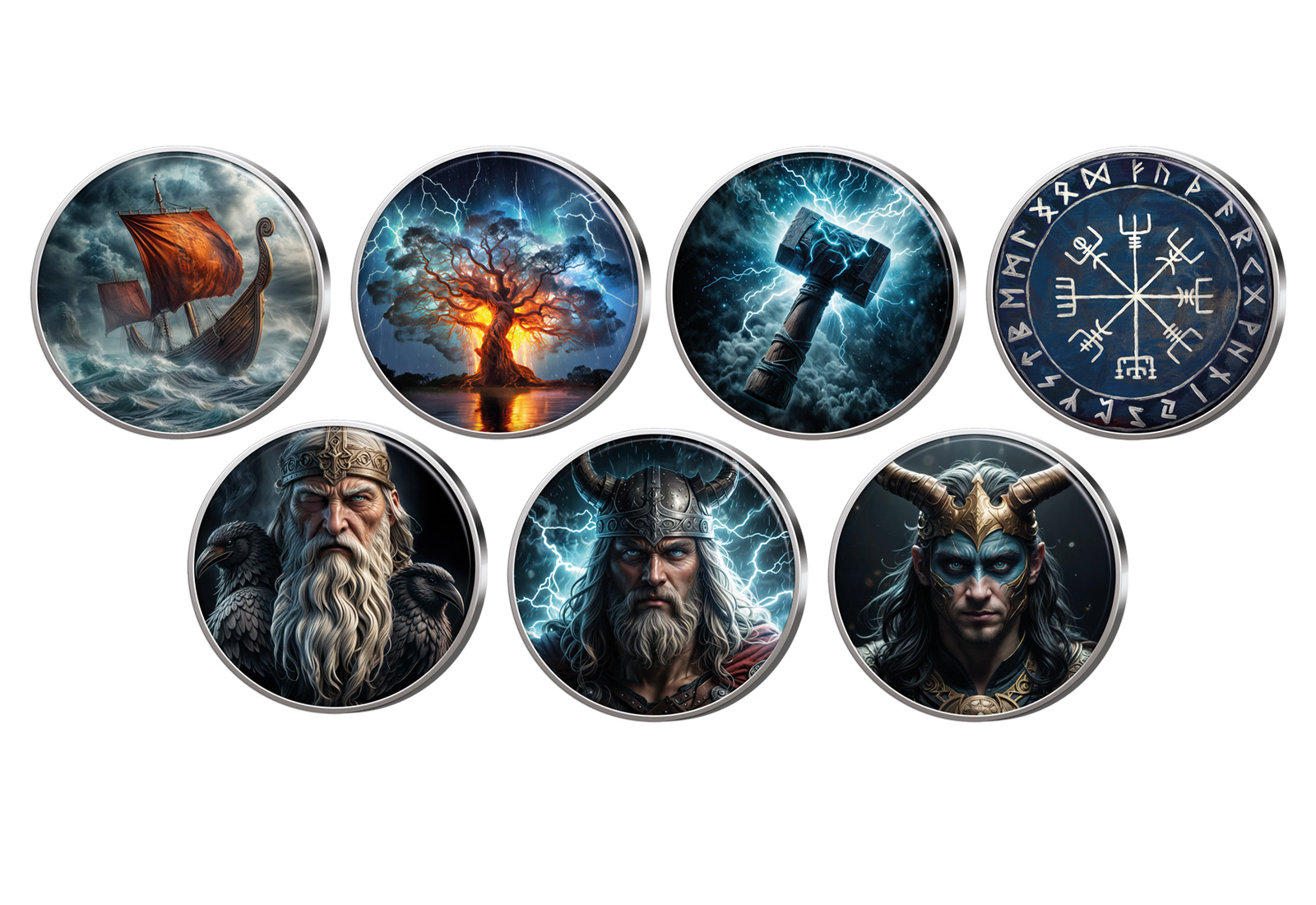 Wikinger-Welten 7er Kollektion mit Farbapplikation im Etui inkl Zertifikat