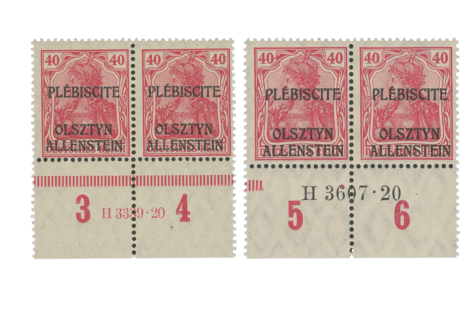 Allenstein MiNr: VI HAN U+A ** 2 UR-Pärchen HAN unverausgabte Marke