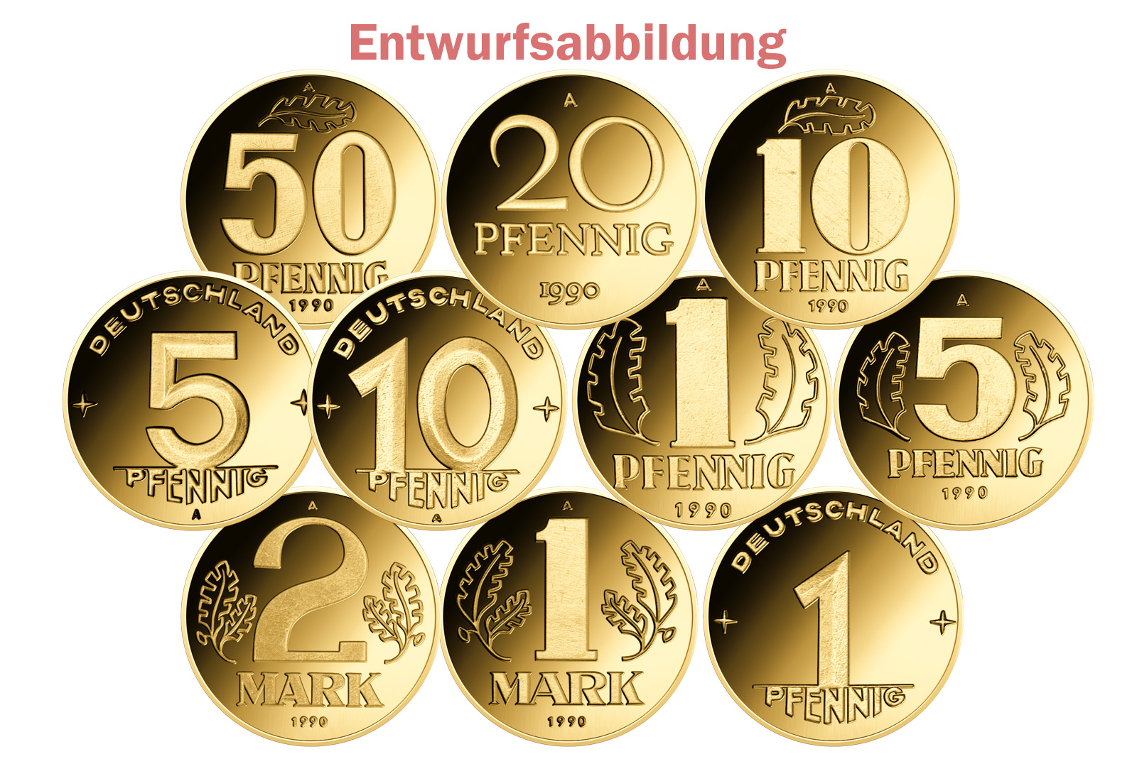 10er DDR-Mark Neuprägungen aus 999/1000 Gold