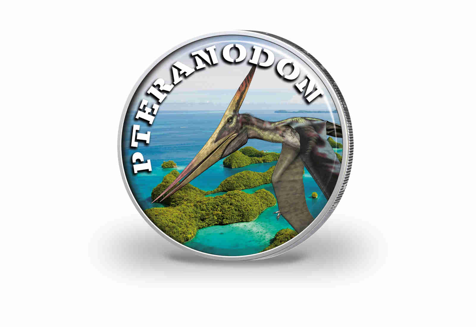 2 Euro mit Farbmotiv Dinosaurier Pteranodon