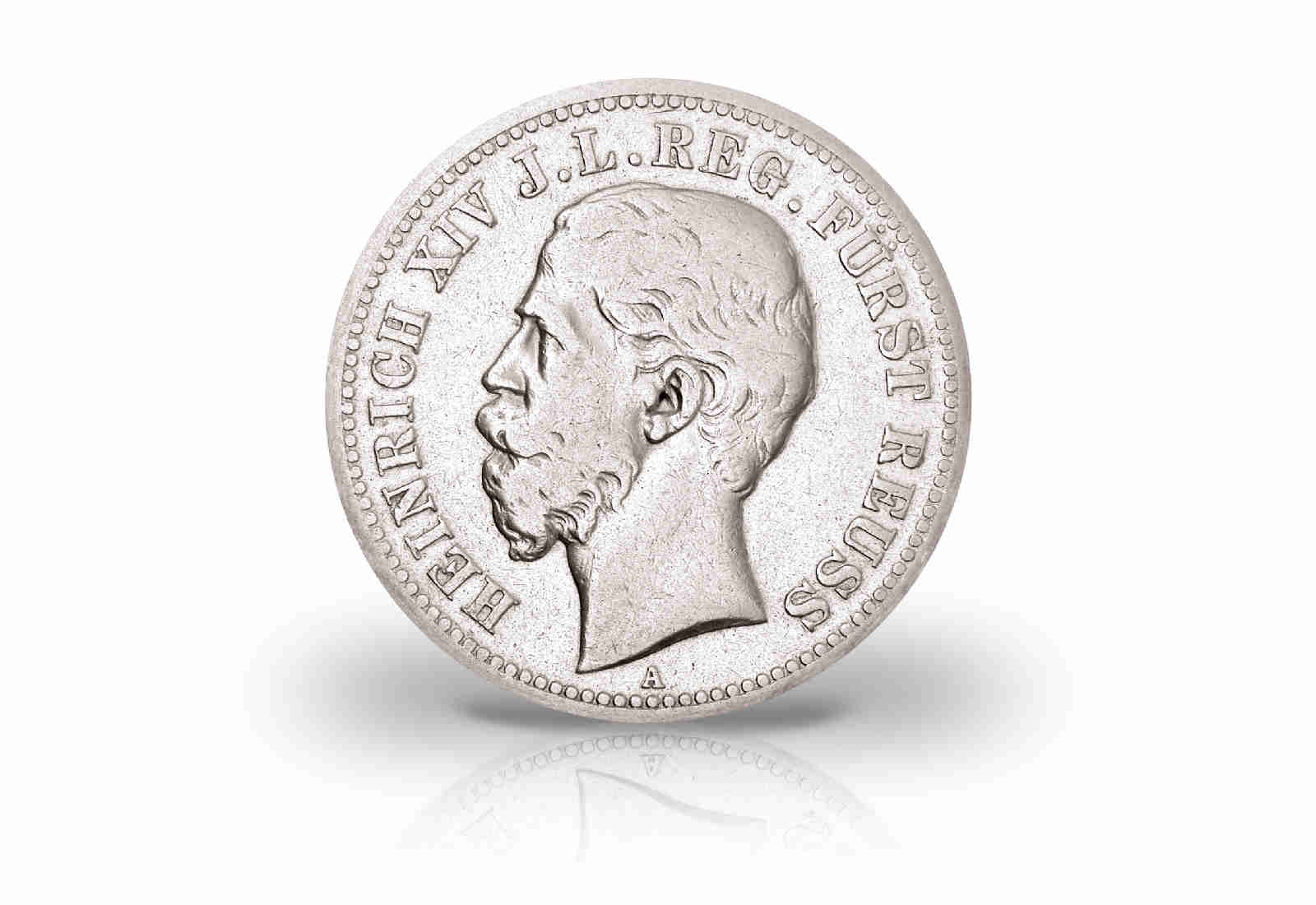 2 Mark 1884 Deutsches Kaiserreich Reuss Fürst Heinrich XIV. Jaeger-Nr. 120