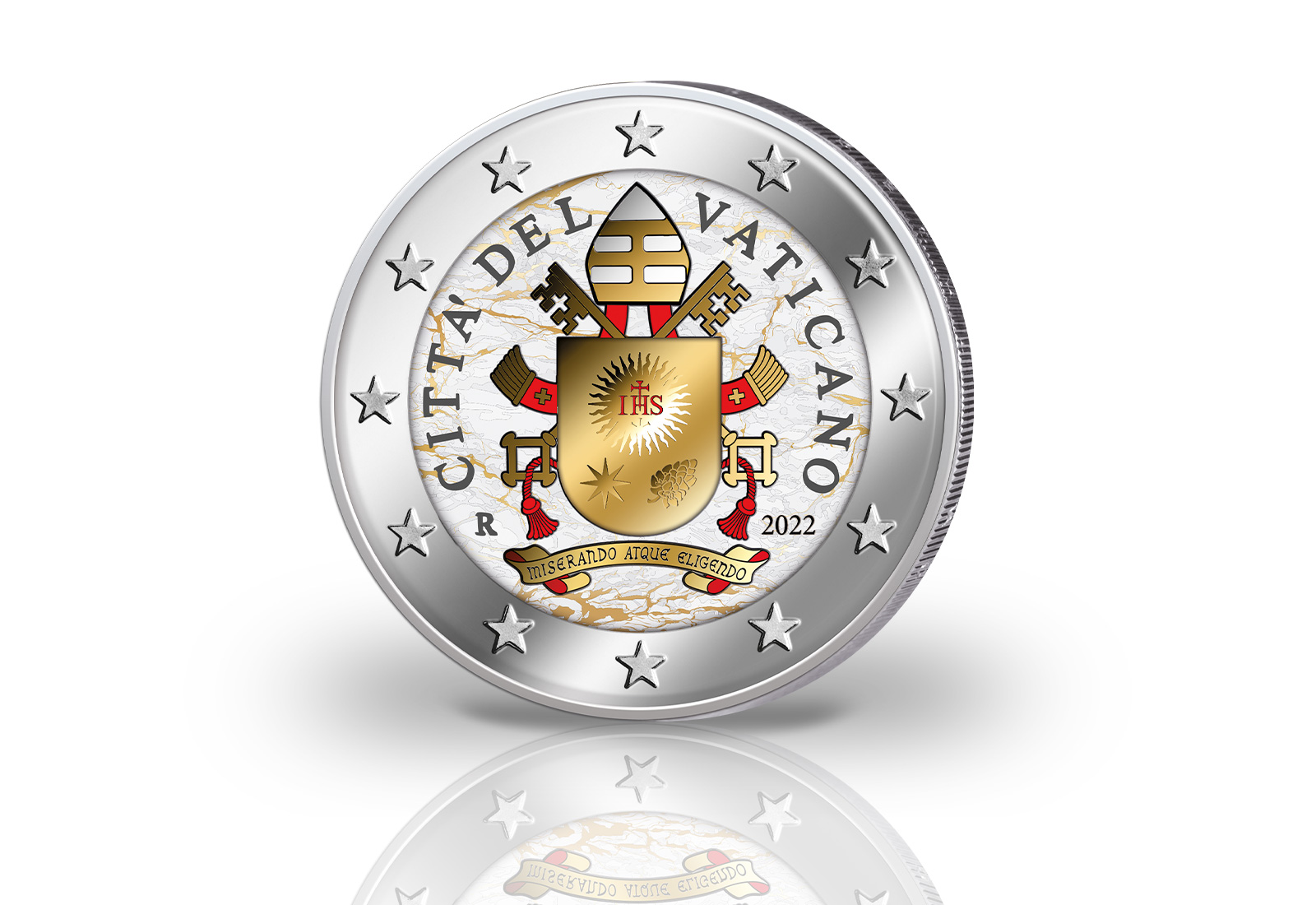 2 Euro 2022 Vatikan Kursmünze mit Farbmotiv st